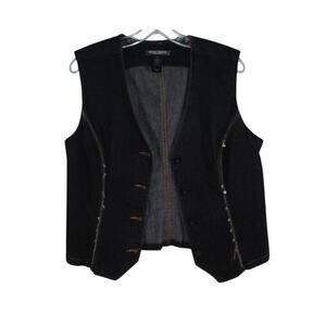 Vintage Bisou Bisou Michele‎ Bohbot Black Denim Vest -12